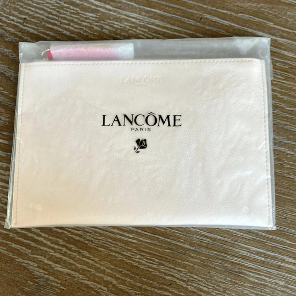 New Lancôme Paris Cream Travel Makeup Cosmetics Pouch with Hot Pink Lining - Picture 6 of 6